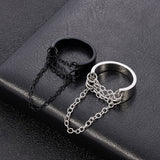 Punk Fashion Black Silver Color Chain Rings Open Adjustable Cool Women Men Ring Jewelry Accessories daiiibabyyy