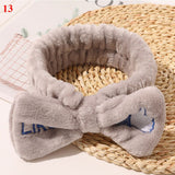 New Women Hair Accessories Fashion Letter Coral Fleece Wash Face Bow Hairbands For Women Girls Elastic Soft Turban Headbands daiiibabyyy