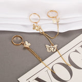 Punk Style One-piece Butterfly One-piece Chain Open Ring Hip Hop Disco Party Adjustable Gold Ring Ladies Fashion Jewelry Gifts daiiibabyyy