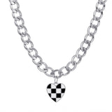 New Ins Love Chains Necklace Simple Retro Creative Lattice Heart-Shaped Bracelet Necklace for Women Girls Fashion Jewelry Gift daiiibabyyy
