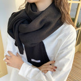 Women Scarf Pashmina Winter Soft Lady Female Shawls Wraps Solid Color Female Knitted Wool Long Scarf Thicken Keep Warm daiiibabyyy