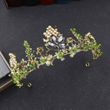 Daiiibabyyy Baroque Retro Crystal Pearl Flowers Beads Bridal Tiaras Crown Rhinestone Pageant Diadem Bridal Headband Wedding Hair Accessories