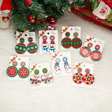 New Trendy Geometric Round Statement Earrings Cartoon Cute Snowman Snowflake Christmas Earrings Piercing Ear Jewelry for Women daiiibabyyy