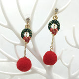 New Cute Pompon Snowman Christmas Tree Drop Earrings Fashion Snowflake Santa Claus Christmas Earrings For Women Party Jewelry daiiibabyyy