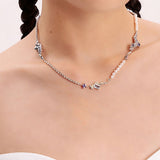 MENGJIQIAO Fashion Design Irregular Metal Crystal Necklace For Women Elegant Pearl Beads Choker Party Jewelry Gifts daiiibabyyy