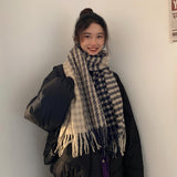 Men and Women Winter Fashion Thick Warm Shawl Scarf Winter Women Bird Pattern Plaid Cashmere Scarf  Luxury Winter Women Scarves