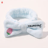 New Women Hair Accessories Fashion Letter Coral Fleece Wash Face Bow Hairbands For Women Girls Elastic Soft Turban Headbands daiiibabyyy