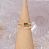 Bohemia Emerald Green Crystal Women Ring Double Layers Transparent Zircon Elegant Bague Anillos Shine Bridal Wedding Jewelry daiiibabyyy