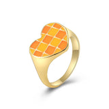 Vintage Checkerboard Finger Rings For Women Girls Punk Heart Black Geometric Metal Ring Party Gifts 2021 Trend Jewelry daiiibabyyy
