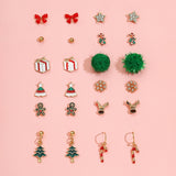 8pair/set Christmas Earrings Cute Santa Claus Snowman Christmas Tree Bell Stud Earrings For Women Fashion Party Jewelry Gifts daiiibabyyy