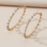 2022 New Big Circle Round Hoop Earrings for Women's Fashion Statement Golden Rose Zircon Punk Charm Earrings Party Jewelry daiiibabyyy