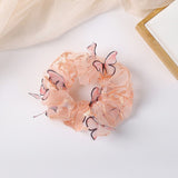 Sweet Printing Butterfly Mesh Hair Scrunchies Women Romantic Hair Rope Transparent Tulle Organza Hair Tie Hair Accessories daiiibabyyy