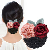 Daiiibabyyy Flower Hair Bun Elegant Headmade Hairpins Floral Bun Cover Star Hair Clip Removable Snood Girls Hair Accessories for Women