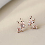 New Stylish Crystal Christmas Elk Stud Earrings For Women Fashion Zircon Deer Earring Girl New Year Party Jewelry Christmas Gift daiiibabyyy
