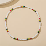 17KM Y2K Style Flower Beaded Necklace for Women Bohemian Colorful Short Beaded Pearl Choker Necklace Female Jewelry daiiibabyyy