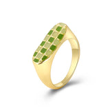 Vintage Checkerboard Finger Rings For Women Girls Punk Heart Black Geometric Metal Ring Party Gifts 2021 Trend Jewelry daiiibabyyy