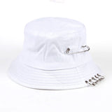 Daiiibabyyy New Fashionable Iron Ring Fisherman hat Basin Hat Summer Sun vior Cap Sunscreen Bucket Graffiti Print four Couple women and men