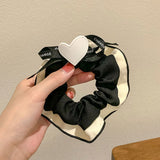Heart-shaped Bow Hair Rope Bow Love Heart Elastic Band Hair Rope Hairwear Fashion Hair Accessory Contrasting Color Hair Rope daiiibabyyy
