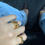 Retro Irregular Metal Ring Gold Silver Color Classical Twist Finger Ring Female Geometric For Women Fashion Wedding Gift Rings daiiibabyyy