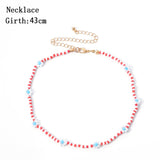 Daiiibabyyy IngeSight.Z Bohemian Colorful Beads Flower Choker Necklace for Women Summer Statement Short Collar Clavicle Chain Jewelry