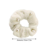 New Headdress Scrunchie Elastic Multicolor Band French Style Hair Rope Pearl Hair Ring Exquisite Plush Hair Ring Headdress daiiibabyyy