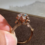 Daiiibabyyy Fashion Jewelry Women Engagement Ring Crystal Wedding Promise Crown Flower Rings for Women Jewelry Gifts