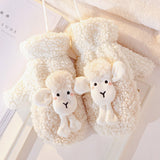 1Pair Women Girl Lovely Gloves Winter Plush Korean Sheep Gloves Faux Fur Cute Full Finger Thick Gloves Mittens Christmas Gloves daiiibabyyy