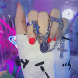 Punk Cool Hip Pop Multi-layer Adjustable Chain Four Fingers Open Alloy Women Rotate Rings for Women Party Gift daiiibabyyy
