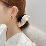 Korean elegant temperament geometry creative geometry restoring ancient ways flower pearl ear nail, fashionable women's earrings daiiibabyyy