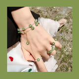 Fresh new Avocado Green Flower Bracelet for Spring 2022, Korean Fashion Woman for Bracelet, Colorful Beaded Flower Jewelry Gift