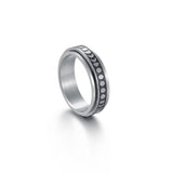 Daiiibabyyy Rotatable Titanium Steel Ring Retro Silver Color Star Moon Matte Rings Punk Women Men Prom Stress Reliever Finger Jewelry