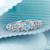 Elegant Beautiful Woman Fashion Silver Color Leaf Heart Rings for Women Noble Princess Engagement Wedding Ring Jewelry daiiibabyyy