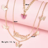 Daiiibabyyy Sweet Women Fashion Letter Angel Necklace for Women Acrylic Butterfly Multilayer Choker Necklace Clavicle Party Jewelry Gifts