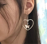 Retro Silver Color Geometric Hollow Butterfly Heart Punk Jewelry Dangle Earrings For Women Girls Harajuku Style Drop Earrings daiiibabyyy