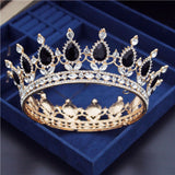 Daiiibabyyy Vintage Baroque Bridal Crown Princess Headband Luxury Bride Wedding Dress Hair Accessories Black Diadem Tiara Hair Jewelry