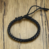 Daiiibabyyy Men Adjustable Braided Leather Bracelet in Black