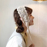 Daiiibabyyy Lace Headband Knitted Wool Woven Headband Korean Ins Retro Fairy Hair Accessory Spring and Summer Mori All-Matching