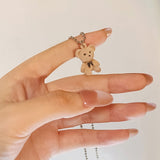 Korean Fashion Cute Plush Bear Pendant Womens Necklace for Girls Female Bear Chain Necklaces Christmas Party Jewelry Set