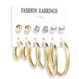 Fashion Gold Hoop Earrings Set Women Pearl Hoop Earrings Oversize Metal Circle Punk Earring 2022 Female Fashion Jewelry Dangler daiiibabyyy