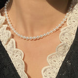 Daiiibabyyy White Pearl Beaded Choker Necklace for Women Elegant Wedding Girl Female Collar Chains Bead Necklace Trendy Jewelry