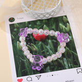 Acrylic Women Hair Ties Elastic Rubber Bands Girl Crystal Bear Korean Bracelet Head Accessories Handmade Horsetail Wholesale daiiibabyyy