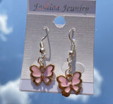 Metal Dripping Oil Pink Butterfly Dangle Earrings Korean Jewelry Party Drop Earrings For Women Girls Fashion Trinkets Mujer Moda daiiibabyyy