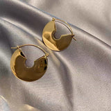Ins Stainless steel Geometric Metal Round Hoop Earrings Gold Silver Color Minimalist For Women Girls Travel Jewelry HUANZHI 2022 daiiibabyyy