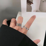 Punk Cool Hip Pop Multi-layer Adjustable Chain Four Fingers Open Alloy Women Rotate Rings for Women Party Gift daiiibabyyy