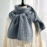 Kitted Long Winter Scarves For Women Scarf Blanket Cashmere Soft Shawl Hand knitting Scarf Solid Color Thicken Warm Scarf Girls daiiibabyyy