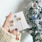 2021 New Fashion Cute Christmas Elk Stud Earrings for Women Temperament Crystal Deer Earrings Girls New Year Party Jewelry Gifts daiiibabyyy