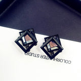 2022 Trend Earrings Black square crystal stud earrings pierced Earring Women Girls Trending New Fashion Pendant Jewelry Gift daiiibabyyy