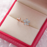 New Fashion Crystal Flower Branch Leaf Adjustable Finger Rings for Women Rose Gold Zircon Open Ring Glamour Wedding Jewelry Gift daiiibabyyy