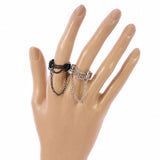 Punk Fashion Black Silver Color Chain Rings Open Adjustable Cool Women Men Ring Jewelry Accessories daiiibabyyy