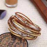 17KM Fashion Multi-layer Leather Bracelet For Women Man Vintage Gold Sliver  Couple Friendship Bracelets & Bangles Gift jewelry daiiibabyyy